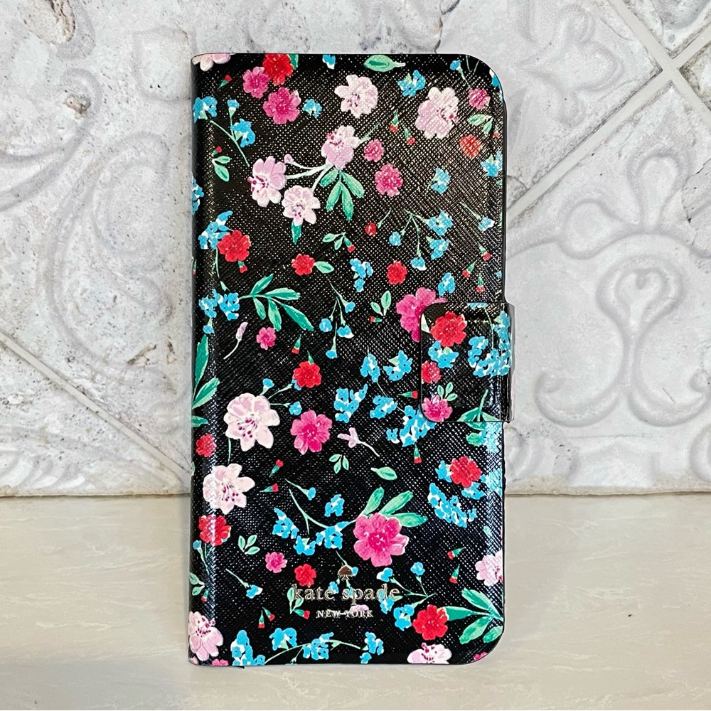 Kate Spade ♠️ iPhone X Plus Case - Leather Folio Style - in Black Greenhouse